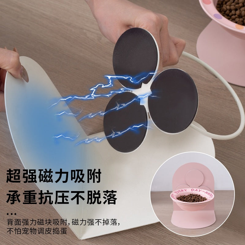 高低磁吸寵物碗(飛碟碗+磁吸架)|可調高度・防打翻設計